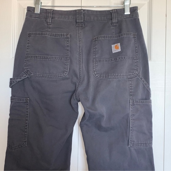 Carhartt Women's Rugged Flex Loose Fit Canvas Work Pant Grey Size 12 Short - Picture 5 of 11